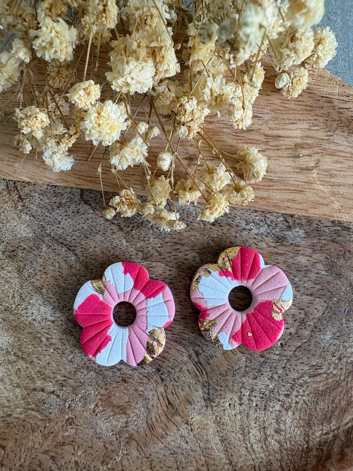 Pampilles CHARLOTTE - Rose clair, framboise, blanc et or