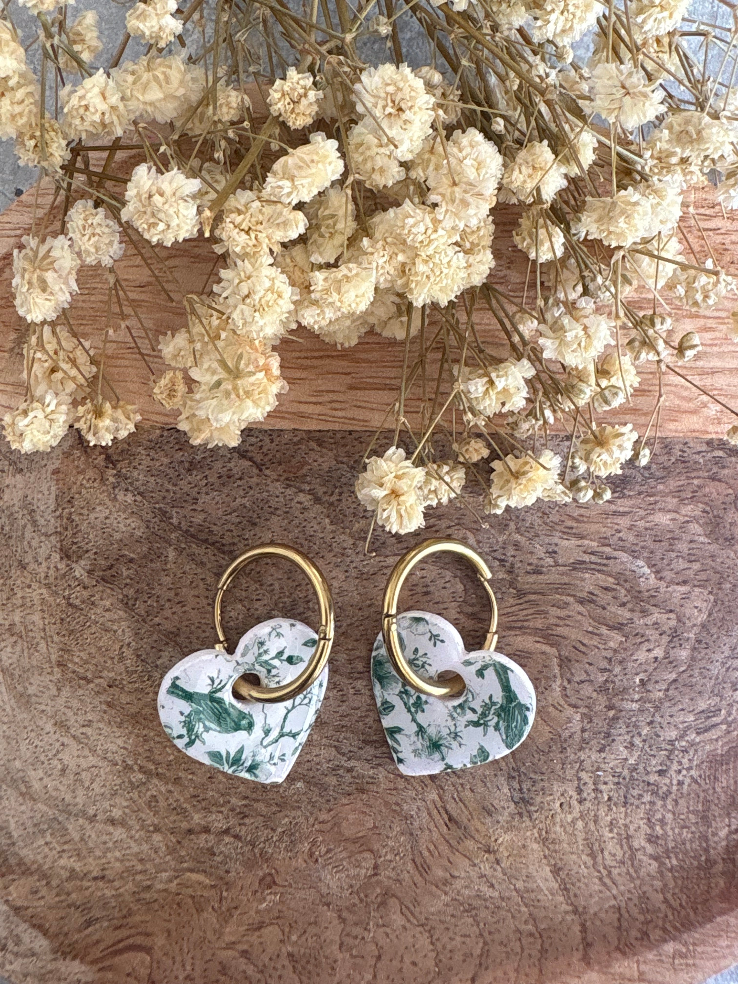 Pampilles VALENTINE - Toile de Jouy verte