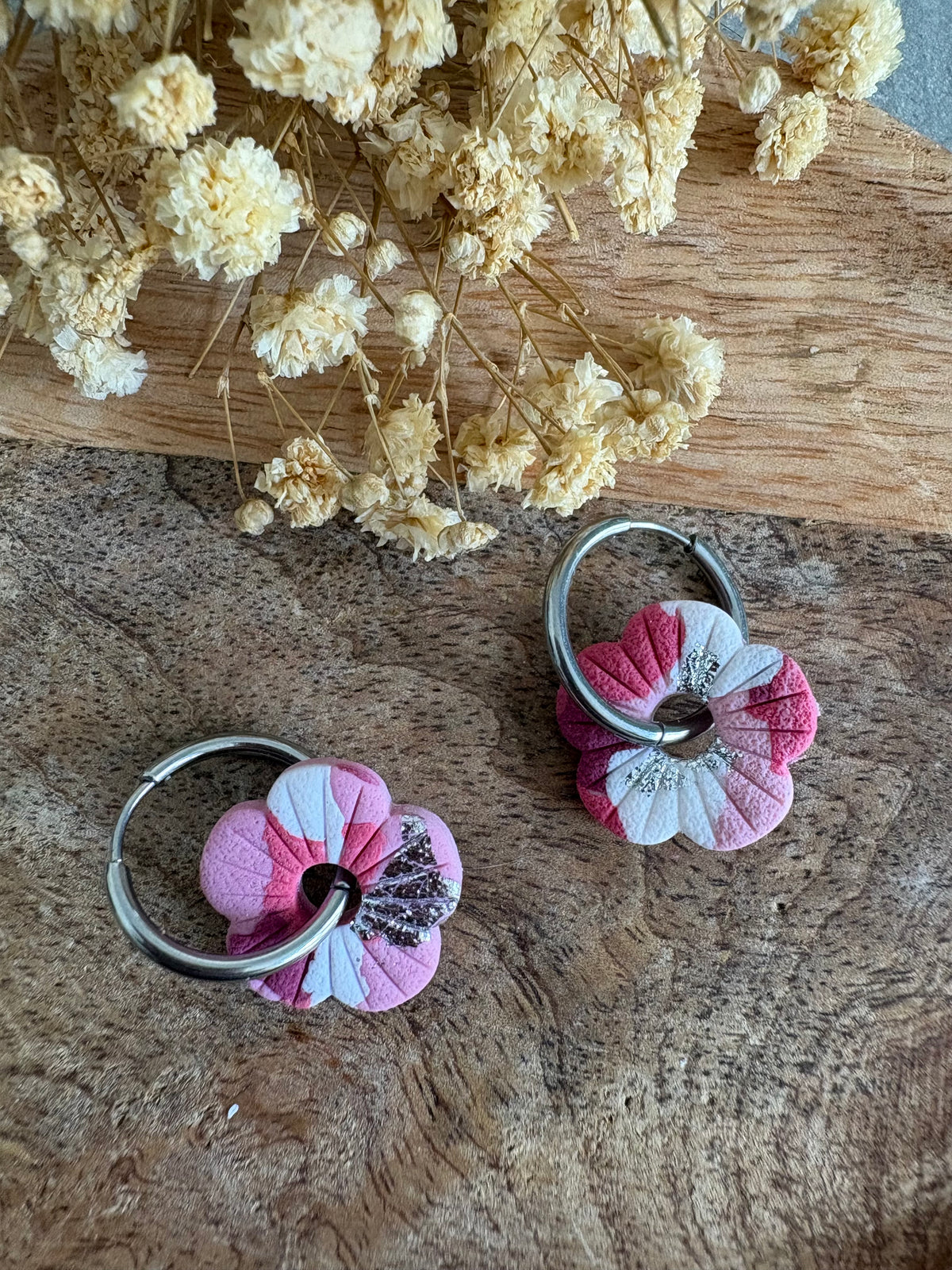 Pampilles mini CHARLOTTE - Rose, Violet, blanc et argent