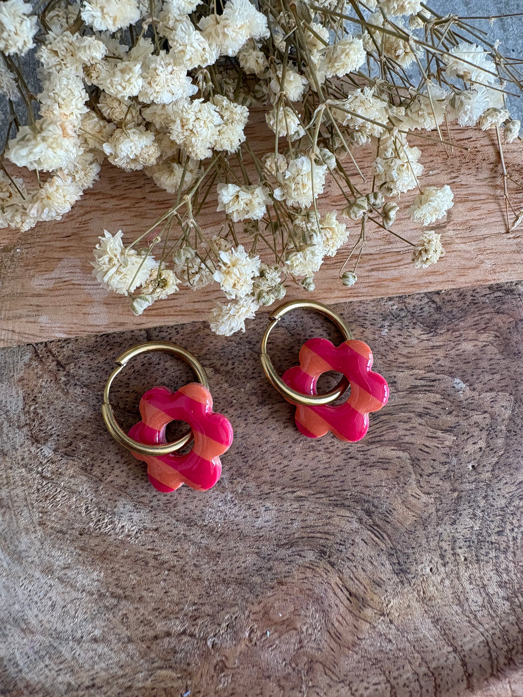 Pampilles AMELIA - Rayures rose et orange